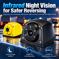Caméra de recul étanche IP69K 1080P avec 12 LED IR pour bus scolaires, camions lourds, fourgons de livraison et véhicules de flotte