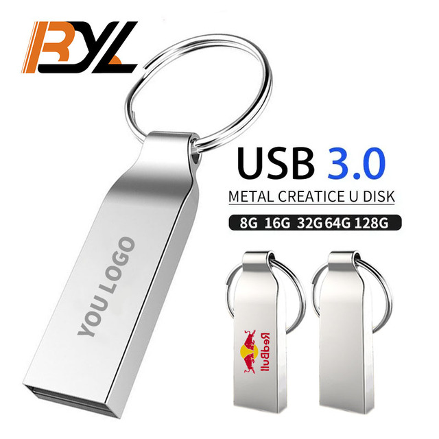 Wholesale 2.0 3.0 Portable High Speed Key Ring Cle U Disk Custom 1Gb 4Gb 32Gb 128G Metal Usb Stick Gift Pendrive Usb Flash Drive