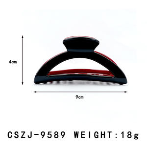 Moda 9cm dos colores en forma de media luna hueco acetato pinzas para el cabello creativo rojo y negro empalme garra <span class=keywords><strong>Clips</strong></span> diseño de pinza para el cabello - Product Image 2