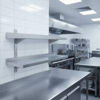 Dubbeldekker wandmontage roestvrij staal 304 food grade schap commerciële keuken open schappen opbergrek 300kg/m belastbaarheid