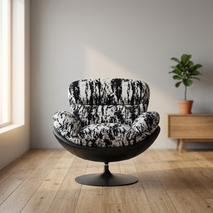 Modern Torus Shape Bean Bag Chair Contemporary Style Living Room Furniture Metal Frame Cat Paw Leather - Product Image 5
