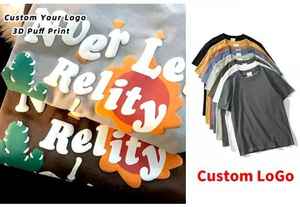 Venta al por mayor Vintage Oversized Men's T-Shirt Custom Printed Solid Blank Heavyweight Cotton Mock Neck Knitted - Product Image 5