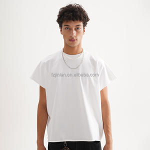 Dtg personalizzato un pezzo taglio oversize <span class=keywords><strong>t</strong></span>-<span class=keywords><strong>Shirt</strong></span> 280 Gsm da uomo maglietta tagliata con maniche tagliate a coste - Product Image 1