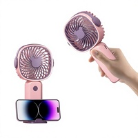 Ventilateur portable multifonction rechargeable par USB, mini, en plastique, avec support pour téléphone, idéal pour le camping, la voiture, le camping-car, l'extérieur, l'hôtel, en anglais