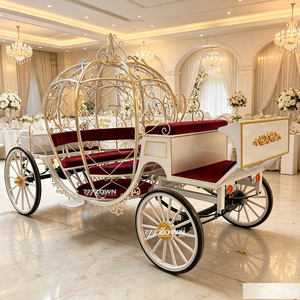 Carrosse royal en forme de citrouille creuse ouverte pour exposition dans les parcs à thème et décoration de lieux de mariage - Product Image 1