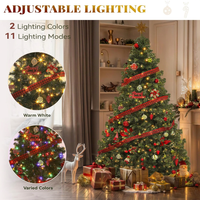 Sapin de Noël artificiel vert pré-éclairé de 1,5 à 3 m avec lumières LED et télécommande, base autoportante pour la décoration intérieure