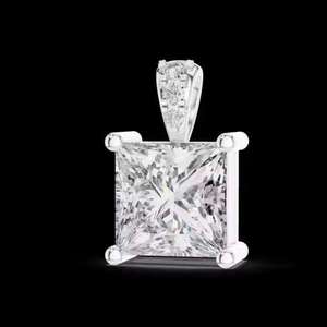 Colgante de Plata de Ley 925 de Primera Calidad, Chapado en Oro de 14K, con Diamante de Moissanita Cúbica con Corte Princesa, para Mujer, Joyería Elegante para Fiestas - Product Image 1