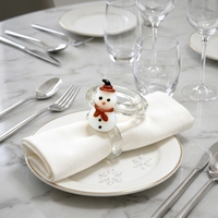 Lot de porte-serviettes en verre de Noël - Supports créatifs en forme de dessin animé pour la mise en table des hôtels et restaurants occidentaux