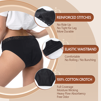 Culotte menstruelle en dentelle à 4 couches, lavable, protection complète post-partum, anti-fuite, sous-vêtements physiologiques pour les règles