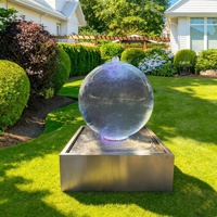 Fontaine d'eau de jardin pour extérieur - Grande fontaine d'eau ronde pour intérieur avec lumières et pompe pour patio, cour, décoration de la maison, gris
