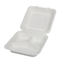 Boîtes d'emballage de nourriture Boîte à lunch robuste en pulpe de canne à sucre 7 pouces à compartiment unique Boîte à lunch en bagasse