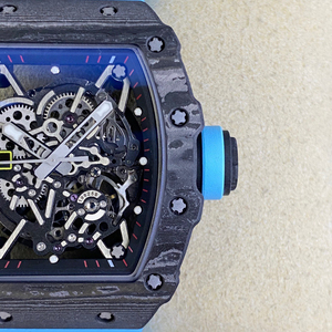 Montre pour homme haut de gamme RM 35-01, design cadran creux, bracelet en fluororubber bleu, résistante aux chocs, sportive, étanche. - Product Image 3