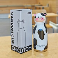 Nouvelle gourde isotherme en acier inoxydable 304 pour enfants, 480 ml, motif animaux de dessin animé, mignonne bouteille d'eau de poche, cadeau créatif et adorable