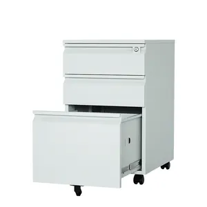 Mobile Cabinet Steel Filling Cabinet Office Movable Drawer Storage Cabinet Metal Mobile Pedestal With 3 Drawers