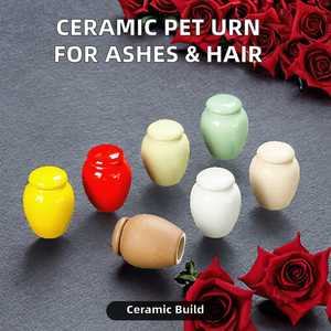 Guci Keramik Modern untuk Hewan Peliharaan Kecil dan Abu Kucing, Tempat Penyimpanan Kenangan dengan Kompartemen Rambut dan Kumis, Tersedia - Product Image 6