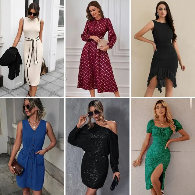 Wholesale Women Dress Bale Mixes Clothes Bulk Assorted Brand New Casual Dress Used Clothes Women Apparel Stock Clothing