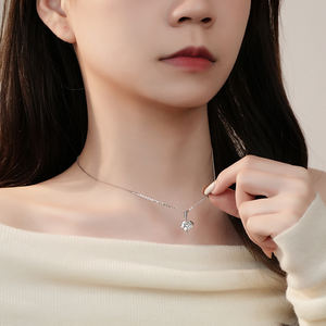 Collier de piste de battement de coeur de mode en argent Sterling 925 incrusté de Zircon rose collier pendentif coeur d'amour pour les femmes - Product Image 4