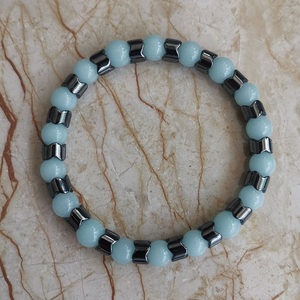 Bracelet hématite à perles lumineuses bleues de 8 MM, Europe et amérique, thérapie magnétique, Bracelets magnétiques élastiques - Product Image 4
