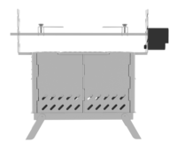 Au charbon de bois, avec un rôtissoire de poulet rotatif automatique qui peut être alimenté par une batterie externe