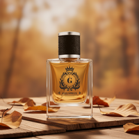 Flacon de parfum de luxe en verre transparent carré de 50 ml, étanche, avec bouchon en cuir et plastique, modèle en stock à faible MOQ pour la vente en gros