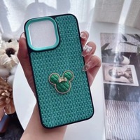 Coque de protection en cuir coloré motif ours pour iPhone 11 12 13 14 15 16 17 18 Pro Max et Samsung