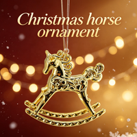 Ornement de Noël en plastique électroplaqué en forme de cheval, décoration suspendue pour arbre de Noël, décoration de fête