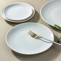 Vaisselle de restaurant YAYU, style occidental, porcelaine blanche émaillée, vaisselle plate allemande avec motif circulaire, assiette à dîner en céramique