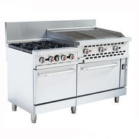 Cuisinière à gaz robuste à 4 brûleurs avec gril radiant de 36 pouces et deux fours pour boulangerie et restaurant |   Modèle RGR60-36CB
