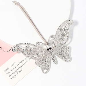 Christmas Pink and Silver Diamond-Studded Butterfly Pendant, Christmas Tree Ornament, Festive Decor, <b>Window</b> Display - Product Image 5