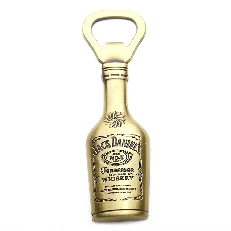New design custom unique cheap brass bottle opener gold bottle shaped openers