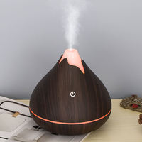Diffuseur d'arômes électrique ultrasonique mini effet bois, humidificateur, hygromètre, veilleuse multicolore, faible bruit, huiles essentielles, pour la maison