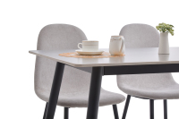 Meja Makan Batu Sinter Tahan Air Modern dengan Kaki Stainless Steel Portabel untuk Rumah Kantor