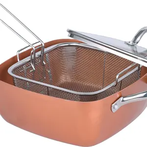 Cookware Set Aluminum Kitchenware grillpan Non Stick ceramic coating with ss handle and basket