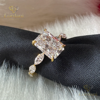 Bague en or blanc massif 18K 14K avec diamant taille Radiant DEF VVS, bijoux de mode, bagues imposantes, cadeau de Noël pour hommes et femmes