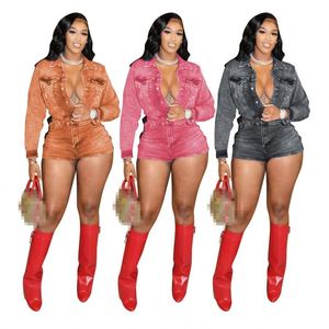 GX8622 Monos sexys para mujer 2025 Primavera Elástico Manga Larga Jeans Body Vaquero de Una Pieza para Dama y Mono - Product Image 1