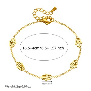 Gold Plated Stainless Steel Hamsa Hand Necklace Earrings <b>Bracelet</b> <b>Set</b> Unisex Jewelry Gift - Product Image 4