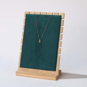 Exhibidores de Joyería de Bambú de Alta Calidad al por Mayor, Soporte de Terciopelo para Collares y Pendientes, Set de Exhibición de Lujo - Product Image 3