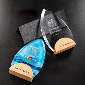 MH-NJ00833 كأس خشبي كريستال مخصص جوائز تذكارية فاخرة خشبية فارغة لافتات تكريم - Product Image 2