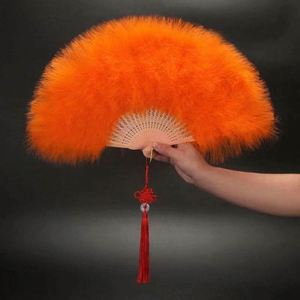 Direct Factory Sale Eco-Friendly Painted Flower Style Hand Fan for Weddings & Dance Foldable Feather Design - Product Image 5