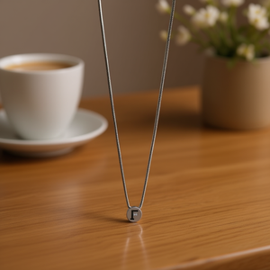 Collana con ciondolo Angelina, lettera F, catena a serpente, gioielli minimalisti alla moda per donna, da indossare tutti i giorni - Product Image 3