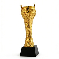 Trophée de championnat de football personnalisé en résine dorée et bois sculpté à la main, durable, souvenir sportif, cadeau personnalisé