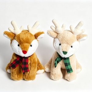 Customized Christmas deer plush set, Plaid scarf reindeer toy, <b>Holiday</b> reindeer pair - Product Image 4