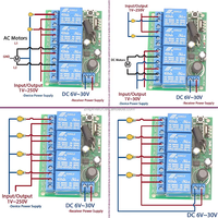 Module récepteur de relais sans fil 4 canaux RF433MHz DC 6V 12V 24V 30V 10A à contact sec pour commande à distance de moteurs et éclairages DIY