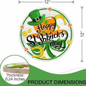 Letrero Redondo de Madera para el Día de San Patricio - Decoración con Trébol/Leprechaun para la Entrada del Hogar y Puerta de Jardín - Product Image 4