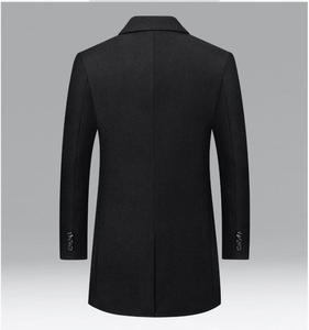 Cappotti Slim da <span class=keywords><strong>Uomo</strong></span> per Autunno/Inverno, Cappotti Casual in Lana Tinta Unita, Cappotti Lunghi in Tweed Spesso - Product Image 4