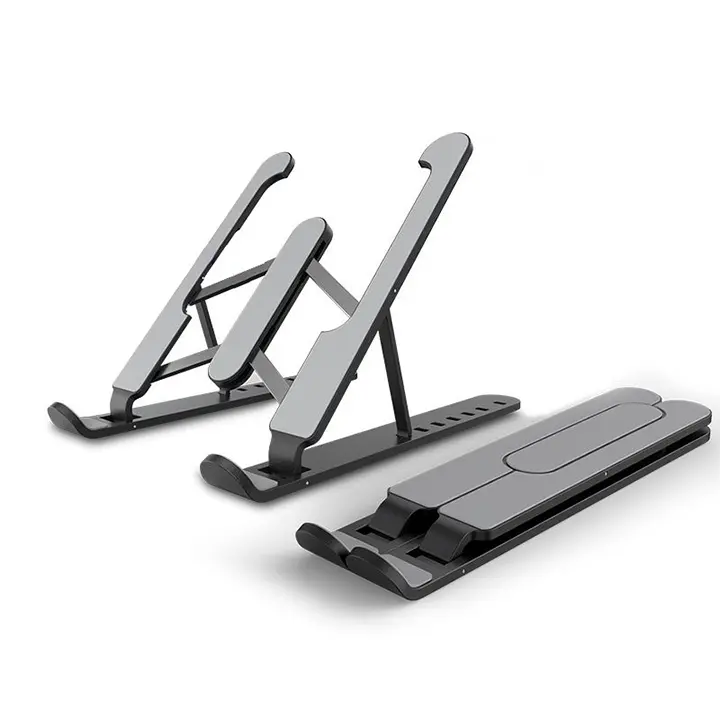 Portable Plastic Aluminium Foldable Laptop Stand Adjustable Height Folding Laptop Holder Stand