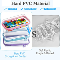 Étui à fermeture éclair transparent à face dure pour rangement-Trousse à crayons à fermeture éclair transparente en plastique de qualité professionnelle, bacs de rangement pour jouets, trousse de toilette