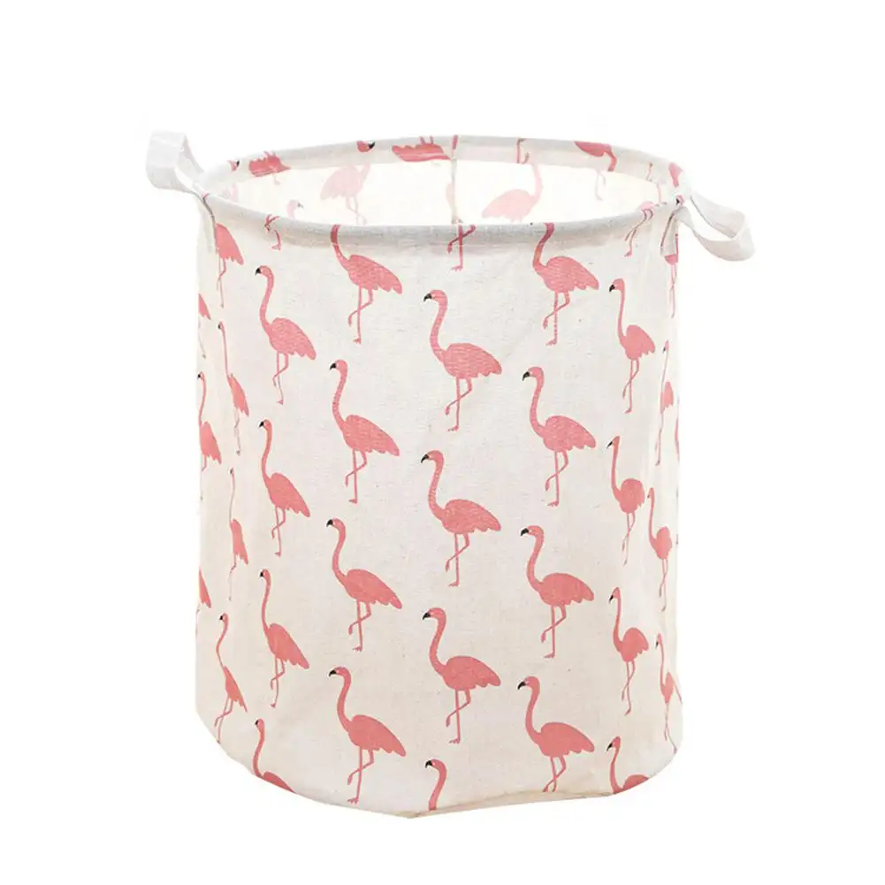 China Wholesale High Quality Waterproof Foldable Flamingo Printing Laundry Basket Children Toy Storage Organizer Bag