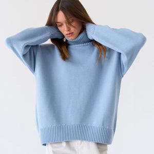 Customized Winter Solid Color Knitwear Turtleneck <strong>Classic</strong> Pullover Plus Size Women's <strong>Sweaters</strong> - Product Image 1