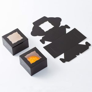 Boîtes à biscuits en papier avec fenêtre petites boîtes de boulangerie 4x4x2.5 pouces Mini boîtes à gâteaux pour pâtisseries Cupcakes Desserts Donuts <span class=keywords><strong>Chocolat</strong></span> - Product Image 4
